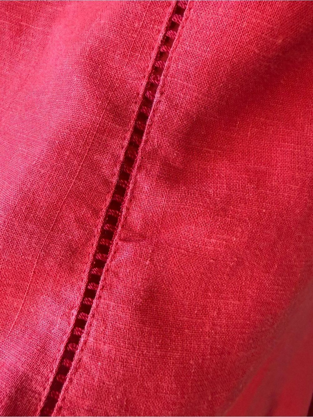 Women’s Linen Blend Trumpet Fit-and-Flare Skirt - fully lined - red - size 1 - Picture 3 of 8